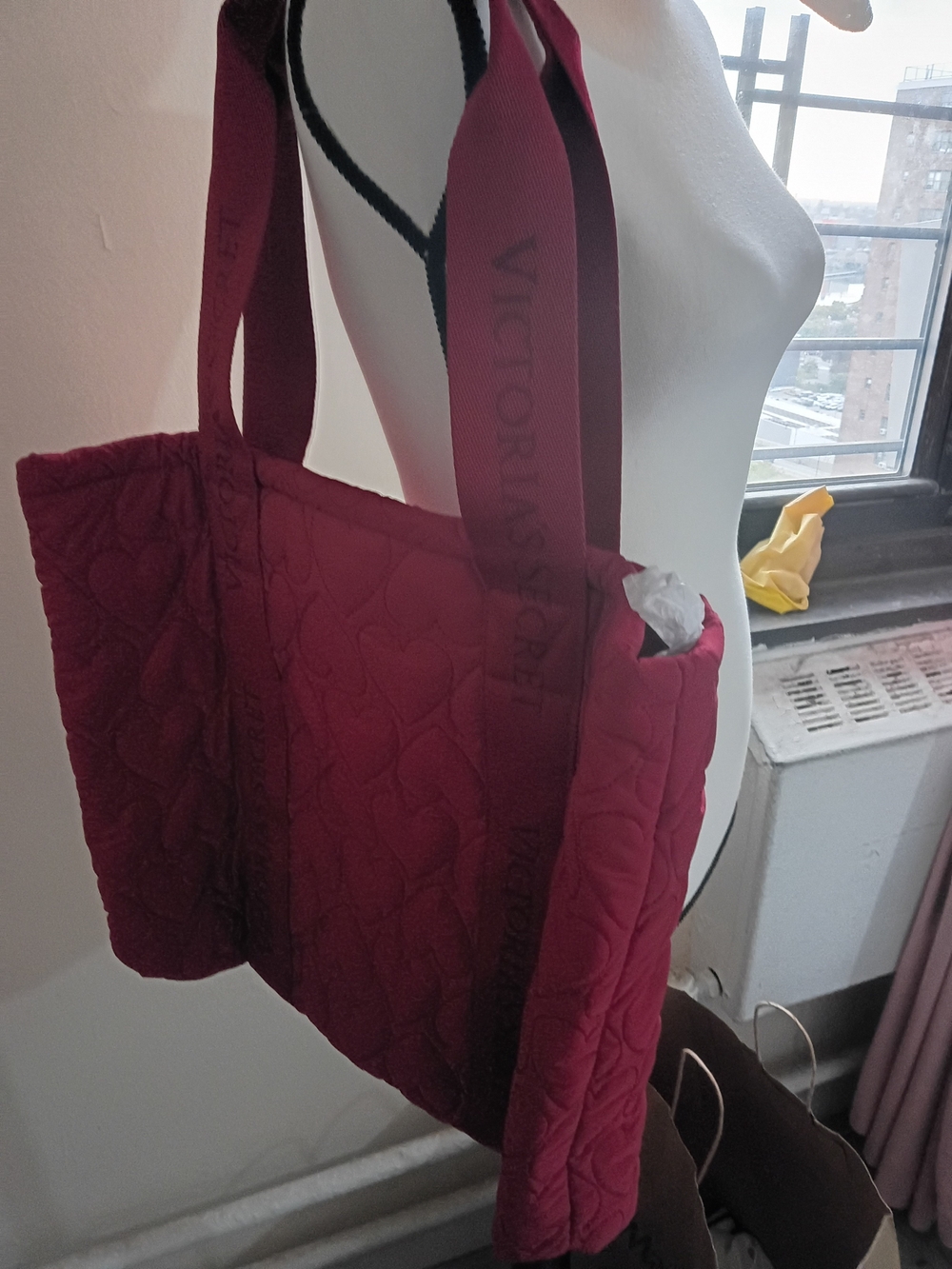 Victoria's Secret Quilted Red Tote Bag